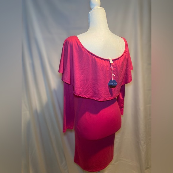 Pink blush Off the shoulder ruffle maternity dress. Size Med. New with tags - Picture 2 of 3